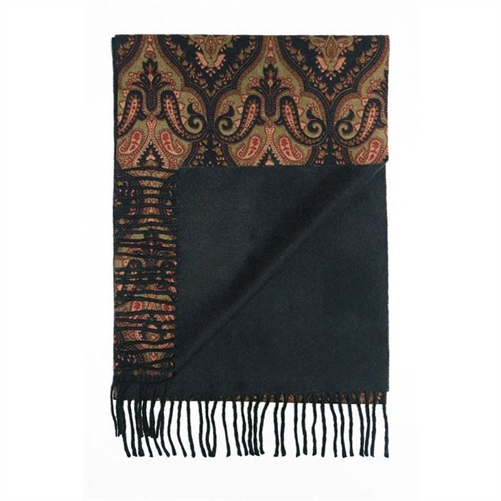 Paisley Pattern Print Double Side Wool Scarf