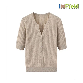 Women v neck short sleeve Cashmere sweater