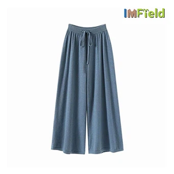 Lady Casual Wide Leg Cashmere Pants