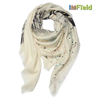 Women Oversize Fashion Print Wool Scarf